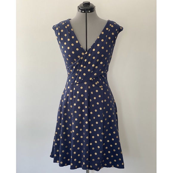 Anthropologie Dresses & Skirts - Anthropologie Navy Blue Polka Dot Midi Dress